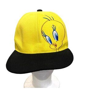 Looney Tunes Tweety Bird Snapback Six Flags Baseball Cap Hat Visor Cartoon Yello